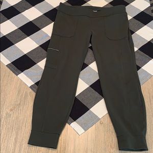 Olive colored Athleta Joggers with pockets